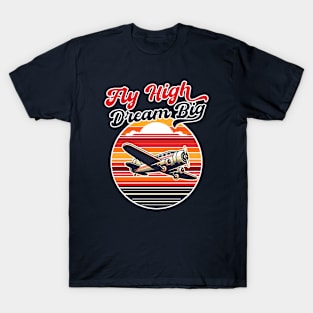 Flying plane with sunset T-Shirt